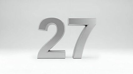 27 Metal Numeral on White Background