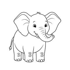 Fototapeta premium A cute cartoon elephant with big ears and a long trunk standing on four legs