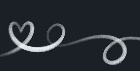 Textured chalk line art heart swirl doodle on dark background abstract illustration