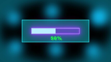 Futuristic digital progress bar animation with neon glowing percentage counter for technology system update software installation data processing and modern user interface
 - Powered by Adobe
