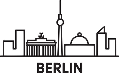 Berlin germany skyline line art drawing horizontal landscape with text