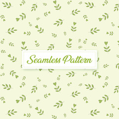 Seamless leaf pattern featuring delicate green botanical branches and small foliage elements scattered on a soft light green background vector illustration