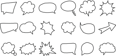 Fototapeta premium Collection of Hand Drawn Empty Speech Bubbles and Shapes