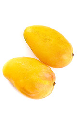 Fresh Golden Mangoes Still Life on White Background