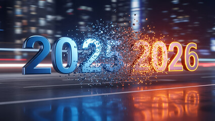 New Year 2026 Digits Glow Fade