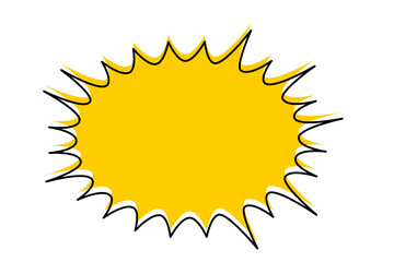 Yellow spiky burst badge. Comic style starburst label shape. Attention grabbing promo sticker element. Sale highlight graphic for design
