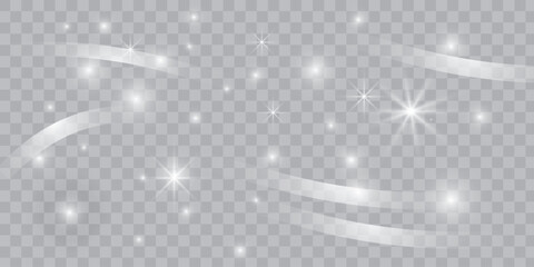 Abstract magical light trails and sparkling stars overlay effect on transparent background © MdIsmail