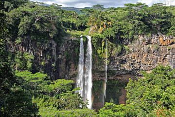 Chamarel Waterfall is a popular tourist attraction and natural beauty of the island of Mauritius