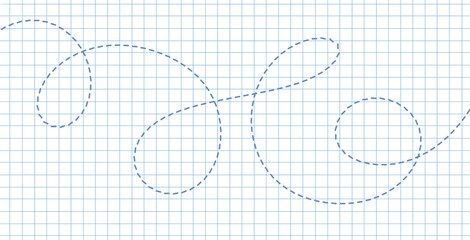 Grid check with a looping swirl line art illustration, back to school notebook illustration, poster or flyer template