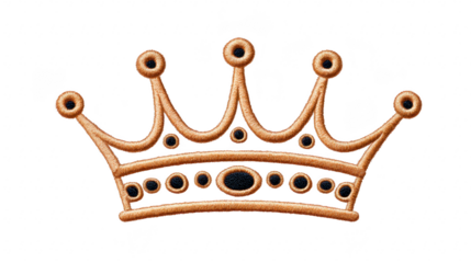 Golden crown embroidery royal symbol luxury elegant decorative isolated on transparent background regal ornate classic majestic celebration