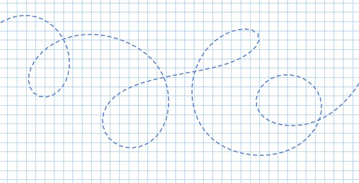Grid check with a looping swirl line art illustration, back to school notebook illustration, poster or flyer template
