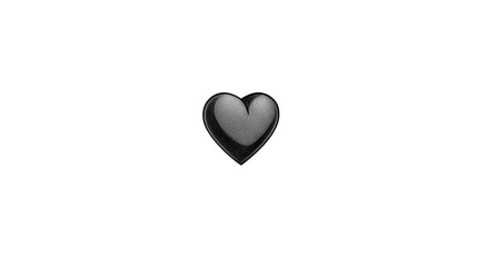 Black heart icon metallic texture isolated on transparent background symbolizing love elegance and modern style perfect for digital design social media or creative projects
