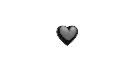 Black heart icon metallic texture isolated on transparent background symbolizing love elegance and modern style perfect for digital design social media or creative projects