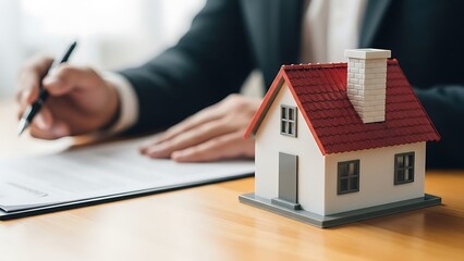 Real Estate Agent Signing Property Documents.