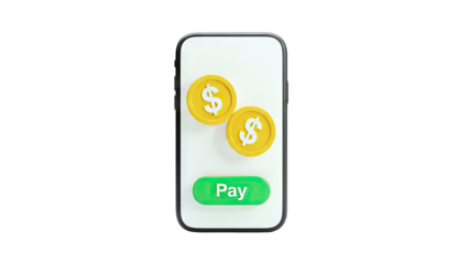 Mobile Payment: Coins and Pay Button on Smartphone