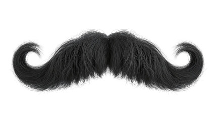 Black handlebar mustache for costume and character design, isolated on white background