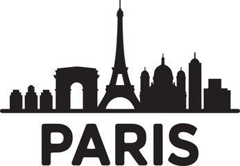 Obraz premium Paris city skyline vector silhouette with eiffel tower cityscape architecture landmark