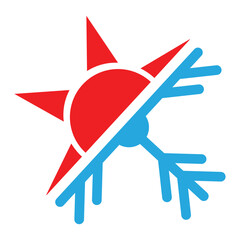 Hot and cold vector icons. Temperature illustration sign hot cold silhouette graphic design. Heating and cooling simple icons concept for web and mobile app design. Vector illustration. EPS 10