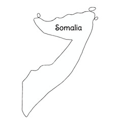 Somalia continuous line map. line art of somaliya map. single outline vector illustration	