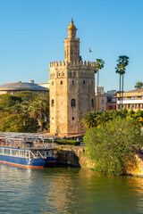 Tower of Gold (Torre del Oro) on Guadalquivir river embankment, Seville, Spain