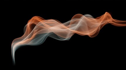 Abstract flowing light waves in warm and cool tones on black background symbolizing energy and motion, modern surreal background with copy space ideal for digital design.