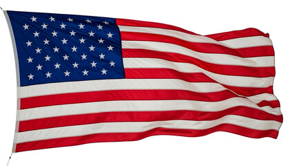Fototapeta premium Waving American Flag Isolated on Black Background, Symbol of Freedom and Patriotism