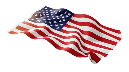 Fototapeta premium Proud Waving American Flag Isolated on Black Background, Symbol of Freedom and Patriotism