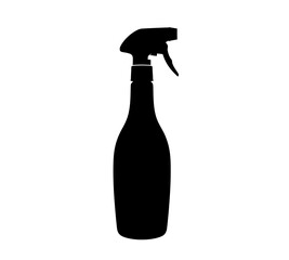 A stark silhouette of a spray bottle showcasing its classic shape and trigger mechanism in black and white