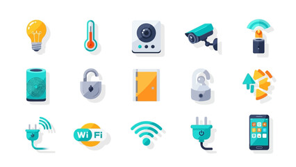 Smart Home Technology Icons Collection Vector Illustration.