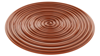 A delicious spiral pattern of melted milk chocolate sauce isolated on a transparent background isolated on transparent background