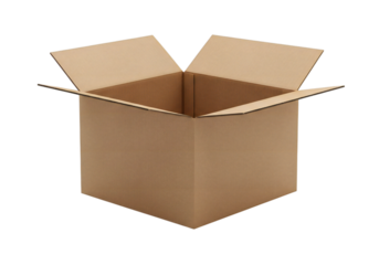 Open cardboard box isolated on transparent background