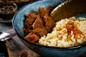 Stewed beef.