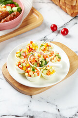 Healthy Stuffed Eggs with Vegetables and Chickpeas