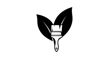 Eco friendly paint brush with leaves representing nature and sustainability.