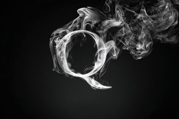 Elegant Smoke Spiral Forming Letter Q on Monochrome Background