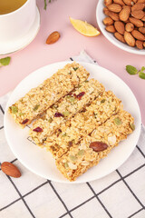 Homemade Granola Bars with Almonds and Dried Fruit