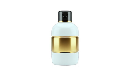 Fototapeta premium Cosmetic Bottle with Gold Label Isolated on White Background