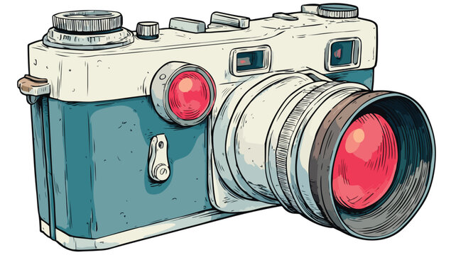 Cartoon Camera with Red Light Vector Illustration for Graphic Designs and Artworks