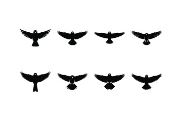 Fototapeta premium bird landing silhouette vector set