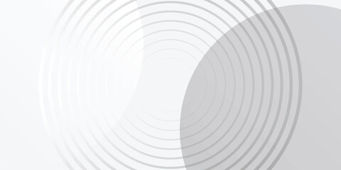 Naklejka premium White geometric abstract background overlap layer on bright space with lines effect decoration. Modern graphic design element circles style concept for banner, modern vector arts
