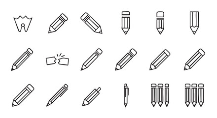 Fototapeta premium Pencil line art vector set for design and illustration