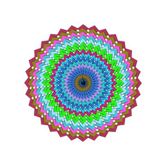 Colorful Geometric Mandala Design with Radial Symmetry and Vibrant Hues