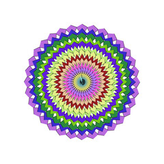 Colorful Geometric Mandala Design with Radial Symmetry and Vibrant Hues