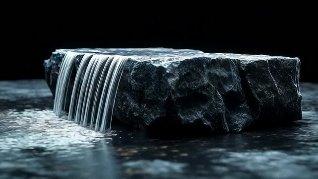 Serene waterfall cascading over a rocky ledge at night