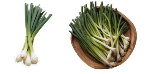 Fresh green onion isolated on a transparent background