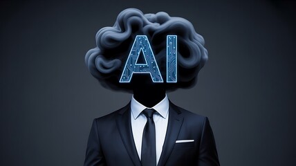 Artificial intelligence concept with business person and ai brain
