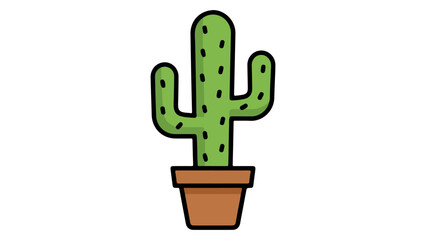 simple cute cactus cartoon sign illustration on white background