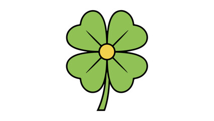 green clover with four leaves isolated on white background