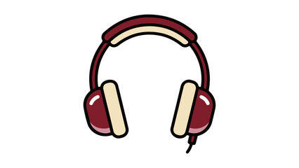 simple brown headphones icon on white background vector illustration