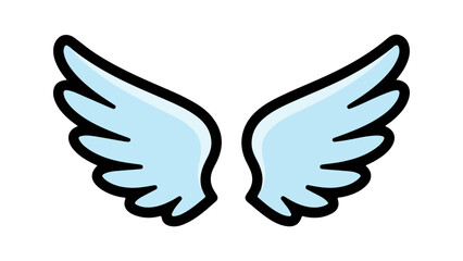 simple vector wings icon illustration, blue wings icon/symbol
